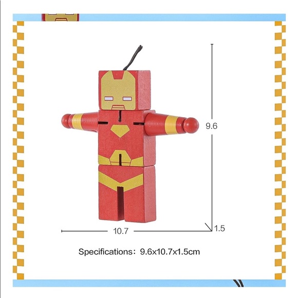 NWT Miniso marvel mini iron man wooden figure cute toy keychain - Picture 5 of 5